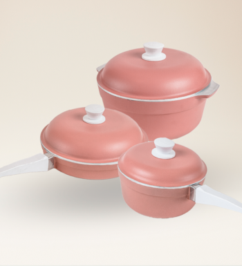 Set Ideal: Cacerola Grande, Sartén Grande y Cacerola Mediana con mango - KG